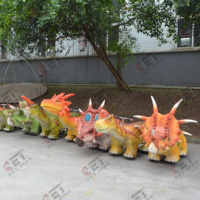 Modèle de scooter animatronique électrique à monnayeur en forme de dinosaure pour enfants, pour parcs d'attractions