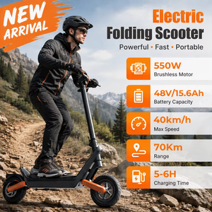 สกู๊ตเตอร์ X23 ความเร็วสูง 500W 550W 36V 48V พับได้ พร้อมระบบกันกระแทก สกู๊ตเตอร์ไฟฟ้าแบบเตะ 10 นิ้ว ควบคุมผ่านแอพ สำหรับผู้ใหญ่ - Product Image 1