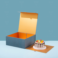 Boîte à gâteau en papier d'aluminium doré LionwrapacK, emballage pliable écologique à couvercle rabattable pour les desserts de mariage et d'anniversaire