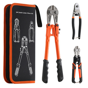 Kit de pinces coupantes à boulons 3 pièces, outils à main en acier, pour le travail des métaux, avec étui souple de rangement - Product Image 1