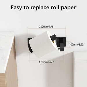 <span class=keywords><strong>Porte</strong></span>-<span class=keywords><strong>papier</strong></span> toilette mural carré en acier inoxydable noir de style moderne Gcheng avec garantie de 3 ans, installation facile - Product Image 3