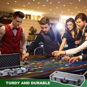 กล่องใส่ชิปโป๊กเกอร์อะลูมิเนียม 500 ชิ้น กล่องเก็บชิปการ์ด ป้องกันได้อย่างสมบูรณ์แบบ ไม่รวมชิป การ์ด และลูกเต๋า - Product Image 2