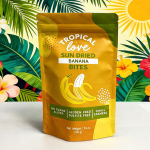 Sachets d'emballage alimentaire personnalisés autoportants avec fermeture éclair, 50g, pour fruits secs, sachet pour chips de banane - Product Image 1