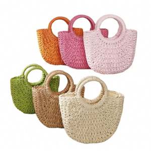 2024 Hot Sale <b>Paper</b> <b>Straw</b> Beach Bag Small Size Beach Shoulder Bag <b>Straw</b> Bag J0202 - Product Image 1