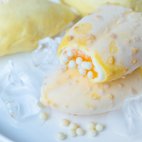 Abink Xiao Ai Durian Ice Cream Popsicle Crème glacée douce savoureuse avec peau croustillante au chocolat Emballé dans une boîte en sac avec des additifs