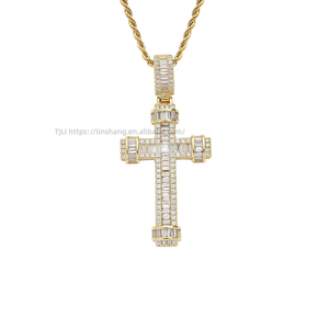 <b>Cross</b> pendant, hip hop jewelry, copper zircon vintage, Baotou <b>cross</b> necklace. - Product Image 1