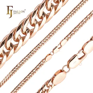 F84100143 FJ Fallon модные ювелирные изделия с двойным кубинским звеном, цепочка с покрытием из розового золота на основе латуни