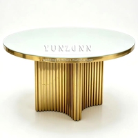 Nuevo Modelo en Oferta, Mesa de Comedor Redonda de Acero Inoxidable Dorado de Lujo para Fiestas, Restaurantes, Eventos y Bodas