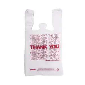 Custom Logo Printing Thank You HDPE Recyclable T Shirt Packaging Plastic Shirt Bag