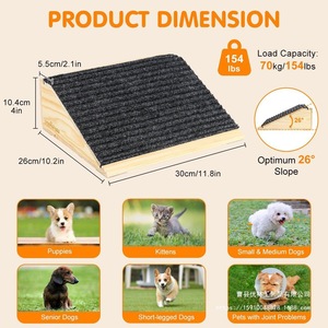 ทางลาดไม้สำหรับสุนัข 30x26x15 ซม. บันไดสัตว์เลี้ยงมุมต่ำสำหรับสุนัขและแมวตัวเล็ก พร้อมพื้นผิวผ้าทนทานต่อการสึกหรอ - Product Image 5