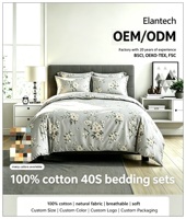 Parure de lit 100% coton avec housse de couette imprimée et drap en coton imprimé