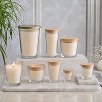 Pot en verre transparent conique avec couvercle, contenants vides de 45 ml, 50 ml, 100 ml, 180 ml, 450 ml, 1000 ml, 1050 ml pour la fabrication de bougies, le stockage et la décoration