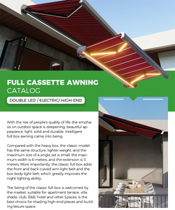 Auvent rétractable résistant au vent, cadre en aluminium, protection UV, tissu PVC, cassette complète motorisée pour villa résidentielle, cour arrière - Product Image 6