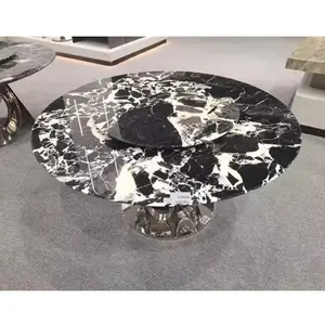 Mesa de jantar em mármore de forma oval, mesa de cozinha em pedra italiana de luxo com veias roxas e mármore branco, ideal para uso interno