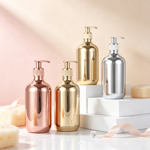 Wholesale Luxury 300ml 500ml PET <b>Plastic</b> Metal Finish Pump Bottle Refillable Liquid <b>Soap</b> <b>Dispenser</b> Bottle For Skincare Hair Care - Product Image 2