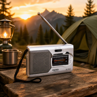 Radio portable OEM personnalisée AM/FM 2 bandes avec antenne télescopique, alimentation par piles AA, en ABS, pour extérieur, urgence, personnes âgées