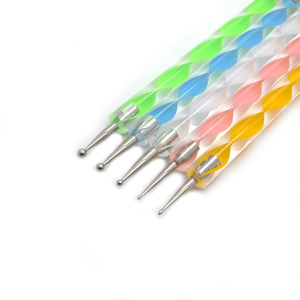 Lot de 5 stylos à double tête pour nail art, manche en bois ou acrylique, outil de conception d'ongles, stylos à points pour marbrage - Product Image 5