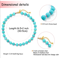Kalung manik-manik wanita dari batu alam stainless steel warna-warni, kristal geometris, dan rhinestones dengan rantai Zooing