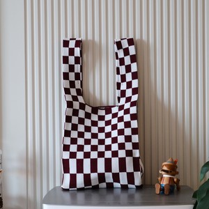 Bolso de compras de ganchillo de punto de hombro a cuadros de celosía de moda de gran tamaño personalizado al por mayor bolso de mano para tejido de punto - Product Image 3