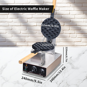 Thương mại điện 1300W bong bóng Waffle maker thép không gỉ trứng Cone Baker không dính Teflon Temp thời gian điều khiển Snack máy - Product Image 5