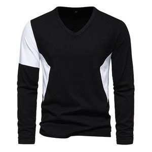 Venta al por mayor de nuevas camisetas de alta calidad para hombre con cuello en V, camisetas de manga larga para hombre, ropa de talla grande para hombre - Product Image 3