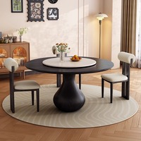 Moderner Esstisch aus massivem Holz im antiken Stil mit Rock Plate Chair Combo für kleine Apartments und Plattenspieler