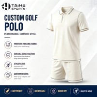 Ensemble polo et short de golf personnalisé, crème avec passepoil bleu marine, col à revers, manches courtes, 100 % polyester, séchage rapide, uniforme de golf
