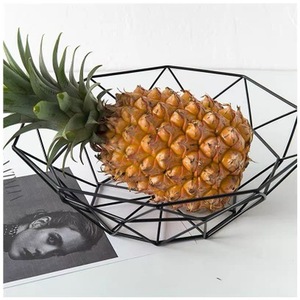 Créatif Maille Légumes Fruits Plat Panier Bol Rond Noir De Fil De Stockage De Panier De Fruits - Product Image 1