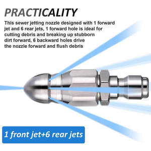 หัวฉีดทำจากสเตนเลสสตีลข้ามพรมแดนเชื่อมต่อได้รวดเร็วชุดหัวฉีดทำความสะอาดท่อ1/4ด้านหน้าหลังหกตัวหัวฉีดแบบหมุนได้ - Product Image 5