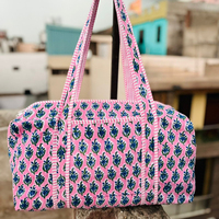 Sac fourre-tout matelassé personnalisé en coton imprimé floral écologique grande capacité fait main pour femme, sac à bandoulière d'été