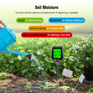 Moniteur numérique des nutriments et de l'humidité <span class=keywords><strong>du</strong></span> sol pour jardin domestique, testeur numérique <span class=keywords><strong>du</strong></span> sol 6-en-1 pour le pH, la fertilité, la température, la luminosité <span class=keywords><strong>du</strong></span> soleil et l'humidité - Product Image 2