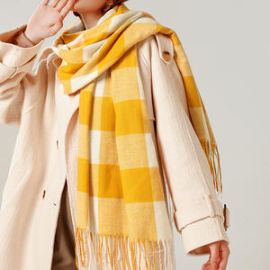 Écharpe d'hiver de haute qualité, écharpes à carreaux d'automne de haute qualité, couleurs <span class=keywords><strong>pastel</strong></span> claires, châle en cachemire chaud tissé pour femmes - Product Image 4