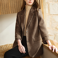 Manteau en laine pour femme de haute qualité, coupe ajustée, chaud et épais, idéal pour le bureau, les occasions professionnelles et décontractées.