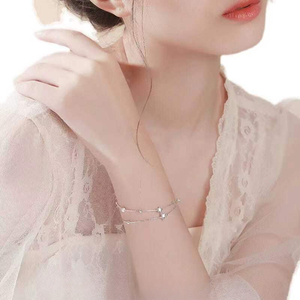 925 실버 도금 스타 팔찌 패션 더블 레이어 실버 팔찌 간단하고 달콤한 가장 친한 친구 조정 가능한 체인 팔찌