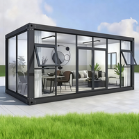 Maison Conteneur Modulaire Portable en Acier avec Murs en Verre Trempé, Design Moderne pour Hôtels, Bureaux Préfabriqués/Vérandas, Garantie 5 Ans