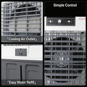 Refroidisseur d'air évaporatif sur colonne 6000+ CFM 450W Classe A avec télécommande et minuterie 3 vitesses pour usage hôtelier, industriel et commercial - Product Image 2