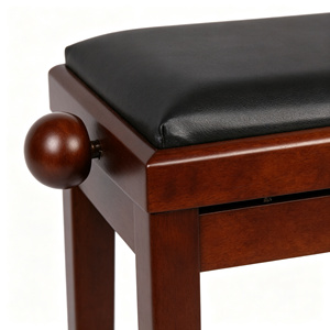 Banc de <span class=keywords><strong>piano</strong></span> en <span class=keywords><strong>acajou</strong></span> avec siège en cuir noir - Product Image 5