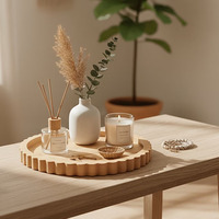 Houten taart- en snackschaal voor de woonkamer, schaal voor gedroogd fruit, decoratieve kaarsenhouder, decoratieve serveerschalen