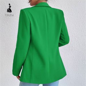 Blazer décontracté YZ pour <span class=keywords><strong>femme</strong></span>, col à revers, devant ouvert, coupe ajustée, couleur unie, collection printemps-automne - Product Image 3
