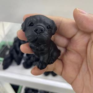Neue Tierfiguren aus Natürlichem Obsidian, Heilender Stein, Geschnitzte Kristalltiere, Obsidian-Hunde - Product Image 5