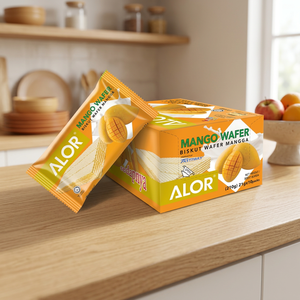 ALOR HALAL Sweet Cream Freeze-Dried Mango Sugar Wafers Low-Carb Low-Fat Crispy Gluten-Free Fruity Sachet Individually Packed - Product Image 1