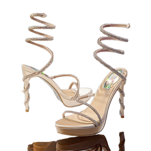 Sandales souples en microfibre pour femmes, à talons fins et plateforme basse, style ouvert, nouvelle mode, collection printemps-été-automne-hiver, vente en gros - Product Image 2