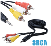 Câble audio vidéo stéréo AUX 3,5 mm mâle vers 3 RCA mâle pour smartphones, MP3, tablettes, enceintes, home cinéma