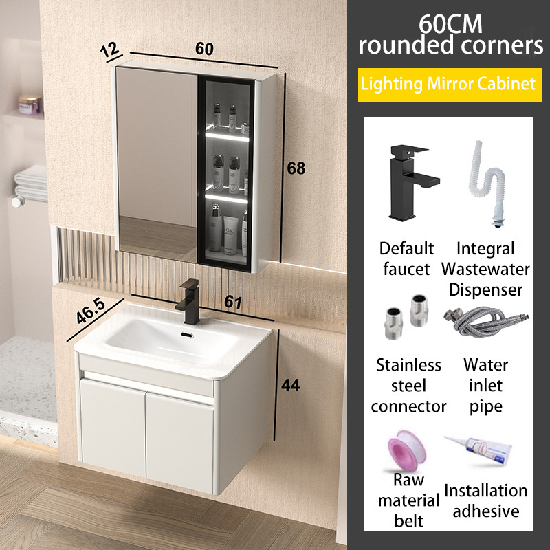 Sku-03-61cm ceramic round corner collision basin - white cabinet