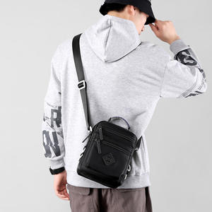 Wbpower Sac bandoulière en nylon pour homme, petit sac carré pour affaires, imperméable, usage quotidien, noir, gris, bleu foncé - Product Image 2