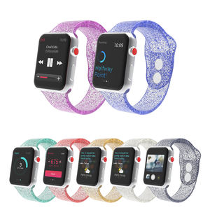 HuaMJ-Correa de silicona con purpurina para Apple Watch, repuesto de lujo personalizado de diseñador, correa de 38mm y 42mm - Product Image 1