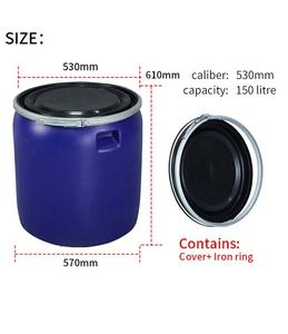 Thùng nhựa HDPE 150 lít, dạng thẳng, đúc thổi, miệng mở, có vòng sắt, dùng cho hóa chất - Product Image 4