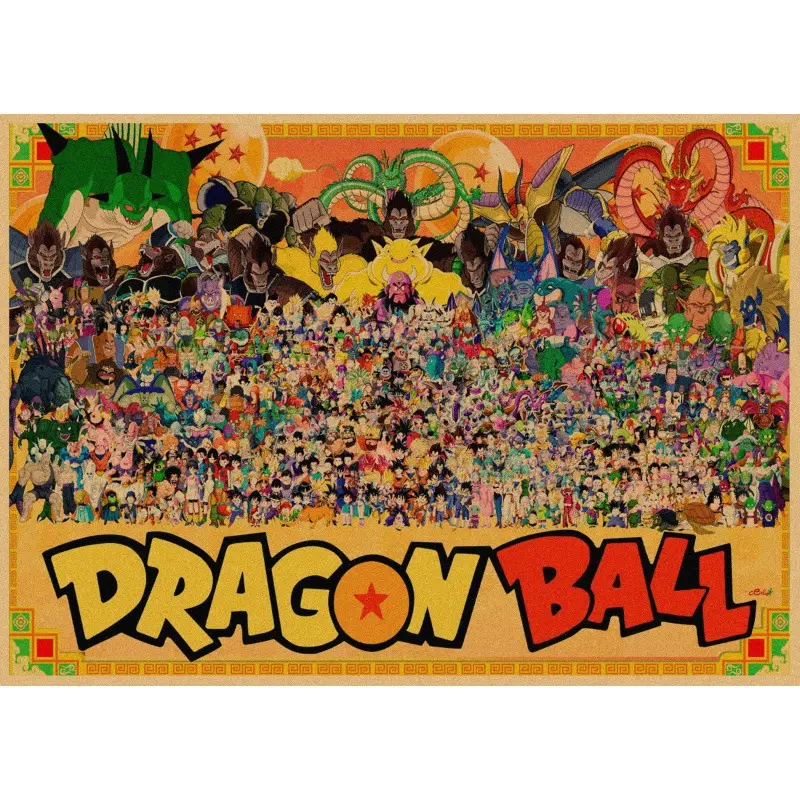 Regalos personalizados al por mayor Anime Son Goku papel Kraft reciclado carteles de cartón marrón decoración de pared cartel mural de fiesta de dibujos animados