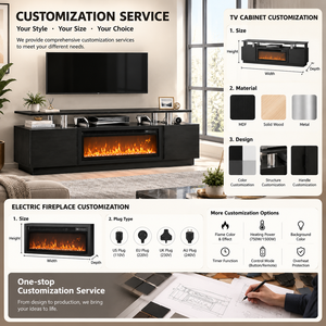 Chimenea Eléctrica Integrada con Soporte para TV de 36 Pulgadas, Eficiente Energéticamente, Llama Ajustable en 12 Colores, Control Remoto, con 1 Año de Garantía - Product Image 6