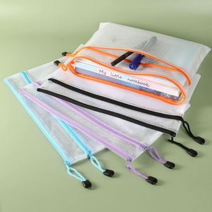 Custom Multipurpose <b>File</b> Bag Double-layer Color Zipper Mesh Pouch Clear A4 Document Organizer Bag Plastic <b>Folder</b> for Documents - Product Image 2